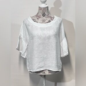 VIOLA‎ BORGHI White linen bell sleeve blouse size S.